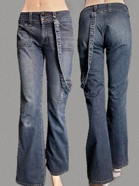 Y2K Old Navy blue bootcut Jeans W/ Strap Detail